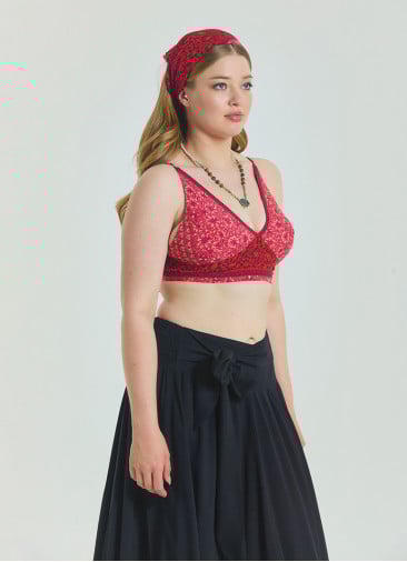 Lace Up Open Back Adjustable Red Plus Size Blouse 4660